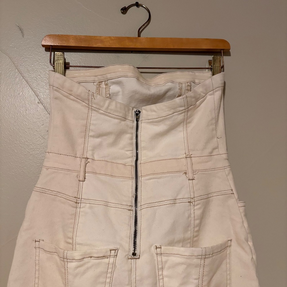 Indigo Rein Womens Strapless Denim Midi Dress Cream Off White Zip Back NWT SZ S - Picture 9 of 13